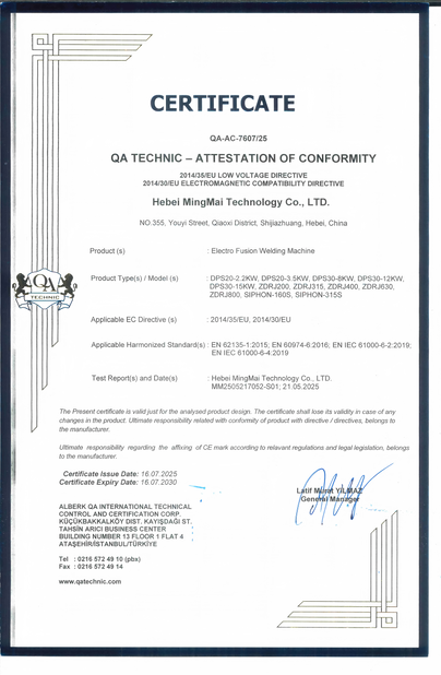 Κίνα Hebei Mingmai Technology Co.,Ltd Πιστοποιήσεις